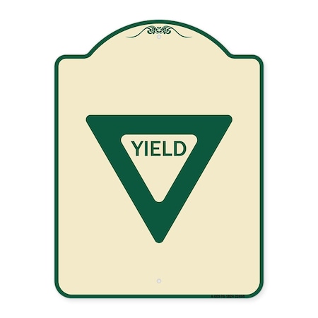 Signmission Designer Series Sign-Yield, Tan & Green Heavy-Gauge Aluminum Sign, 24" x 18", TG-1824-22695 A-DES-TG-1824-22695